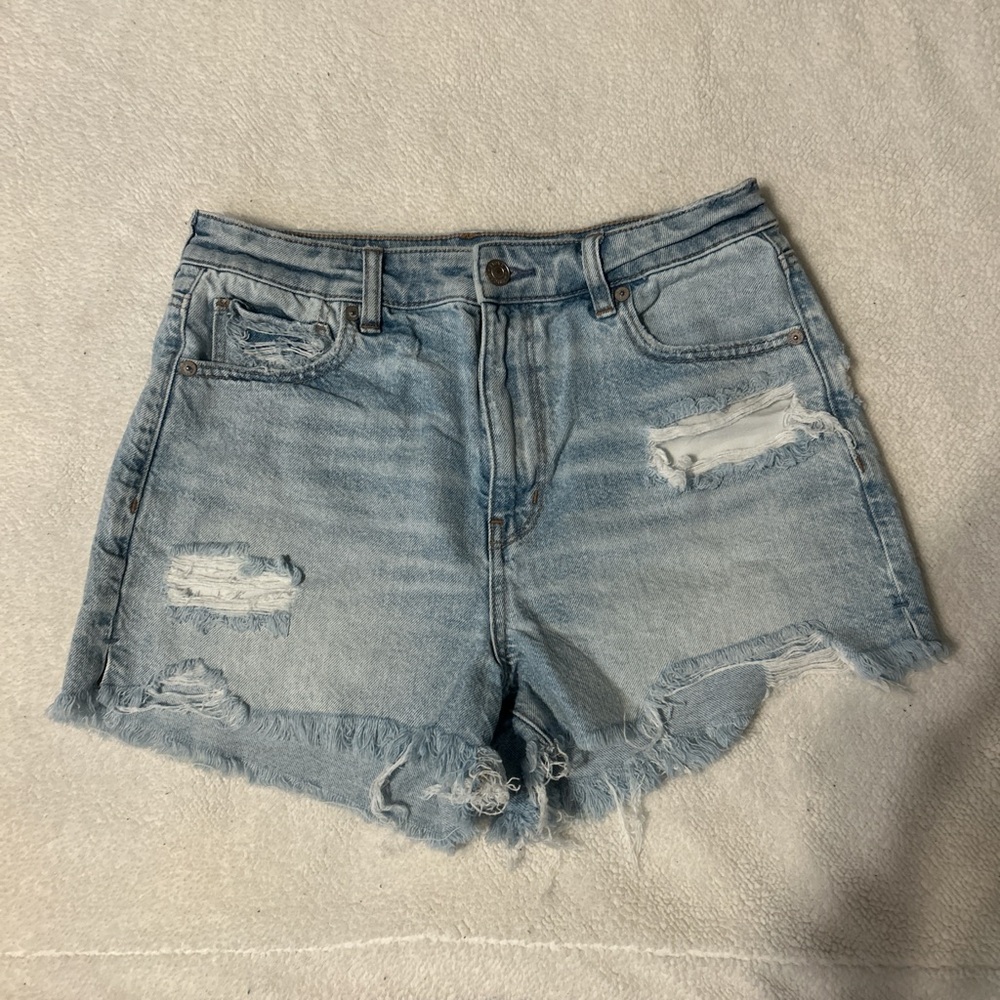 American Eagle Outfitters Ripped Light Blue Jean Shorts